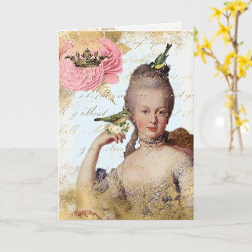 Vintage French Marie Antoinette shabby Card