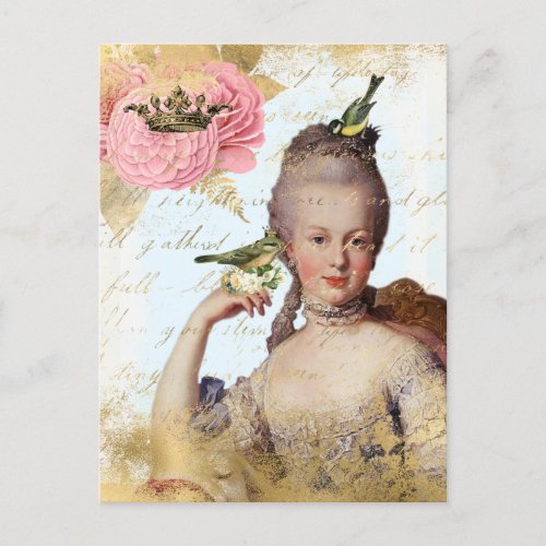 Vintage French Marie Antoinette shabby  Postcard
