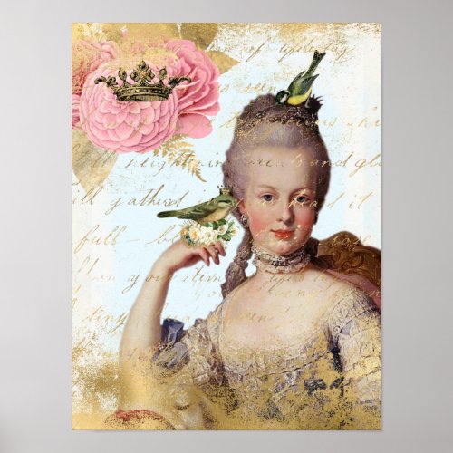 Vintage French Marie Antoinette shabby  Poster