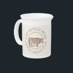 Vintage French Milk Red Cow Pitcher<br><div class="desc">French text reads,  "Lait non écrémé absolument pur" which translates as "Completely pure unskimmed milk." Vintage French red cow illustration in the center,  with a pale buttermilk yellow colored background.</div>