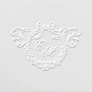 Vintage French Monogram Wreath Elegant Wedding Embosser