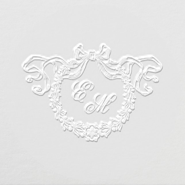 Vintage French Monogram Wreath Elegant Wedding Embosser (Design)