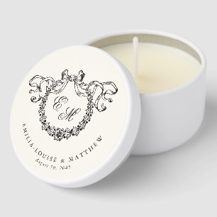 Vintage French Monogram Wreath Elegant Wedding Mini Candle Favors