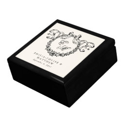 Vintage French Monogram Wreath Wedding Keepsake Gift Box