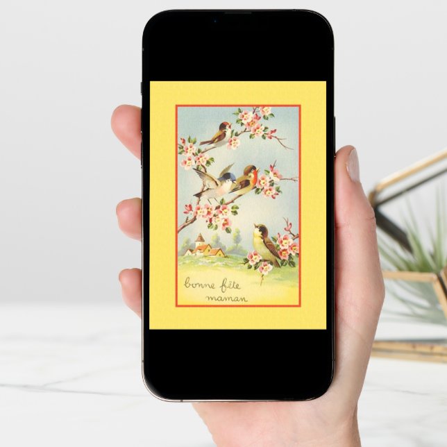 Vintage French Mother Birthday Card (Front Digital)