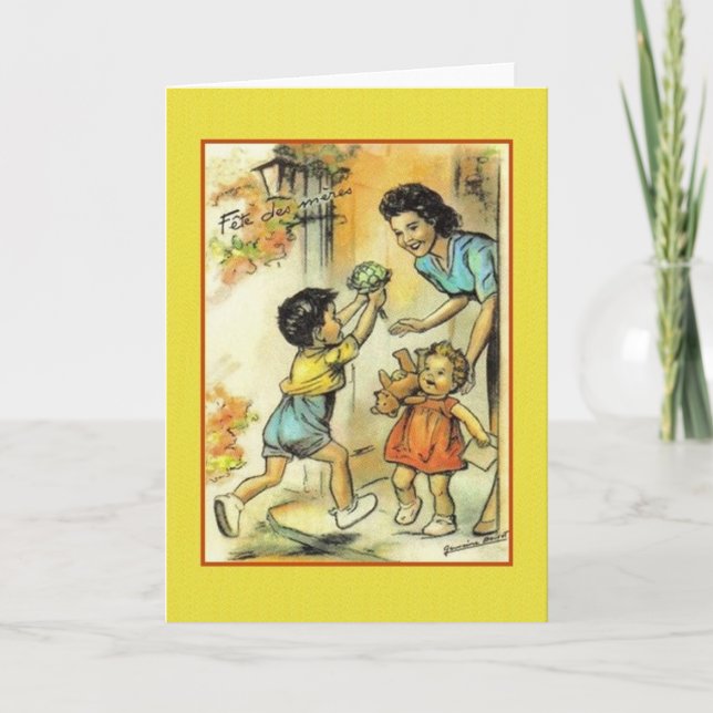 Vintage French Mother's Day Greeting Card (Front)
