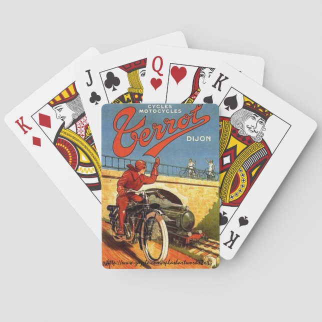 "Vintage French Motorcycle Ad" Poker Cards (Back)
