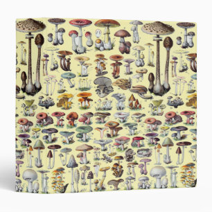 Vintage French Mushroom Cottagecore Botanical Art 3 Ring Binder