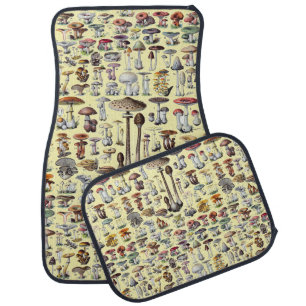 Vintage French Mushroom Cottagecore Botanical Art Car Floor Mat