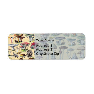 Vintage French Mushroom Cottagecore Botanical Art Label