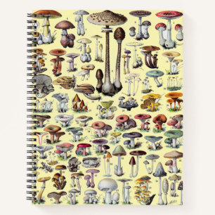 Vintage French Mushroom Cottagecore Botanical Art Notebook