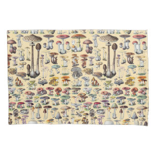 Vintage French Mushroom Cottagecore Botanical Art Pillow Case