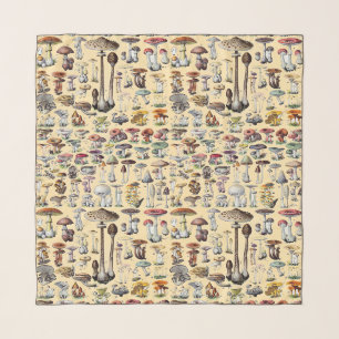 Vintage French Mushroom Cottagecore Botanical Art Scarf