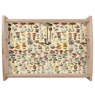 Vintage French Mushroom Cottagecore Botanical Art Serving Tray