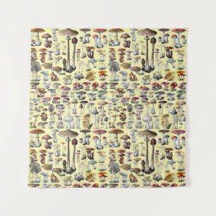 Vintage French Mushroom Cottagecore Botanical Art Tapestry