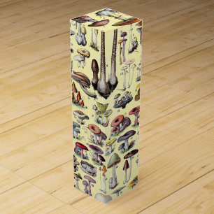 Vintage French Mushroom Cottagecore Botanical Art Wine Box