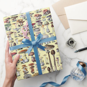 Vintage French Mushroom Cottagecore Botanical Art Wrapping Paper