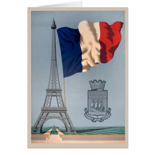 Vintage French National Flag  Eiffel Tower