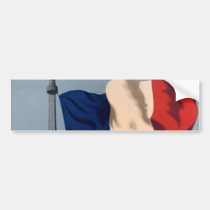 Vintage French National Flag & Eiffel Tower Bumper Sticker
