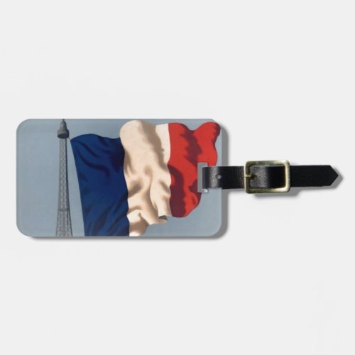 Vintage French National Flag  Eiffel Tower Luggage Tag