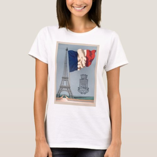 Vintage French National Flag  Eiffel Tower T_Shirt