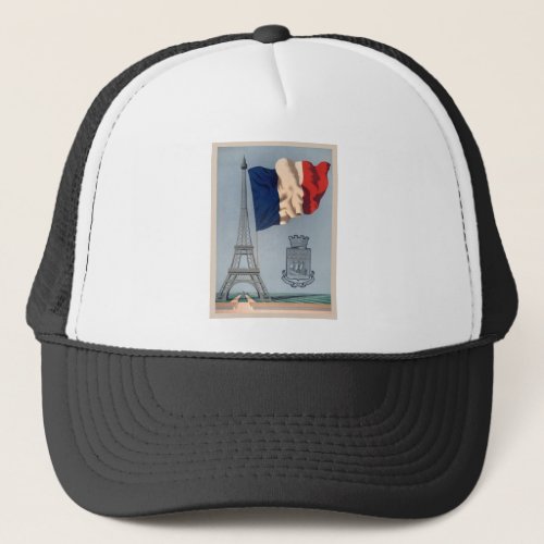 Vintage French National Flag  Eiffel Tower Trucker Hat