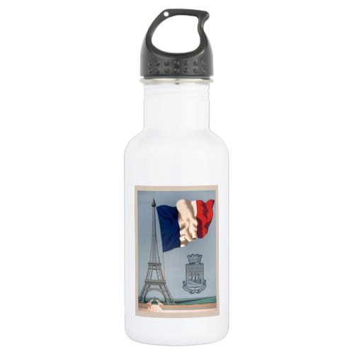 Vintage French National Flag  Eiffel Tower Water Bottle
