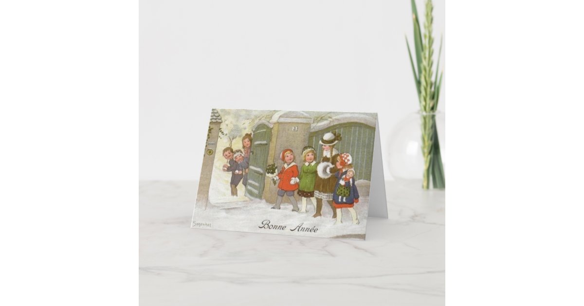 Vintage French New Year Greeting Card | Zazzle.com