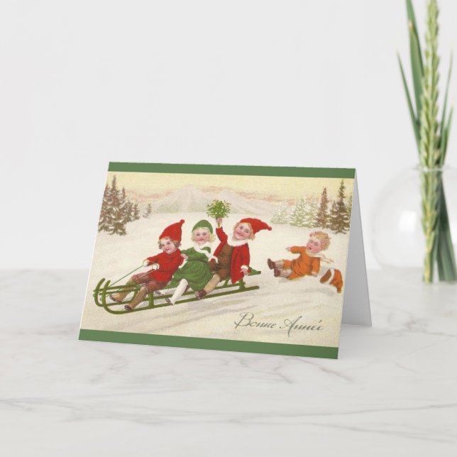 Vintage French New Year Greeting Card (Front)