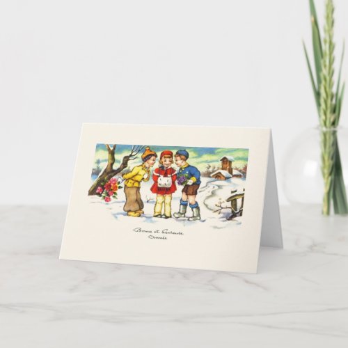 Vintage French New Year Greeting Card