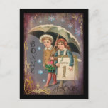 Vintage French New Year Holiday Postcard