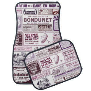 Vintage French Newspaper Ads 1910 Car Floor Mat