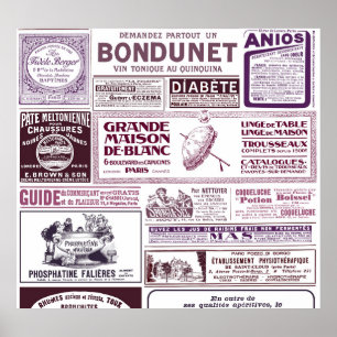 Vintage French Newspaper Ads 1910 Poster