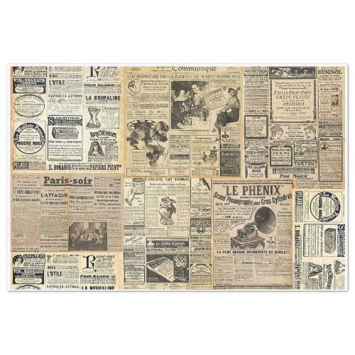 Vintage French Newspapers Tissue Paper