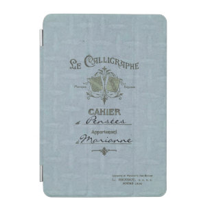 Vintage French Notebook Blue with Green Shield iPad Mini Cover