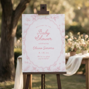 Vintage French Oval Pink Baby Shower Welcome Sign