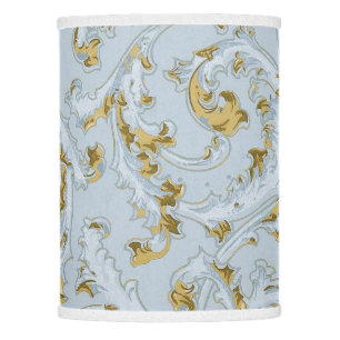 Vintage French Pale Blue Gold Scroll Elegant Chic Lamp Shade