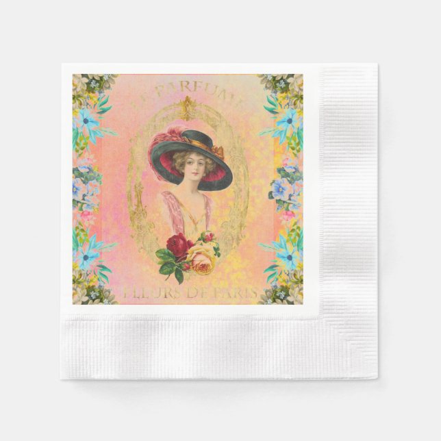Vintage French Paper Napkin (Front)