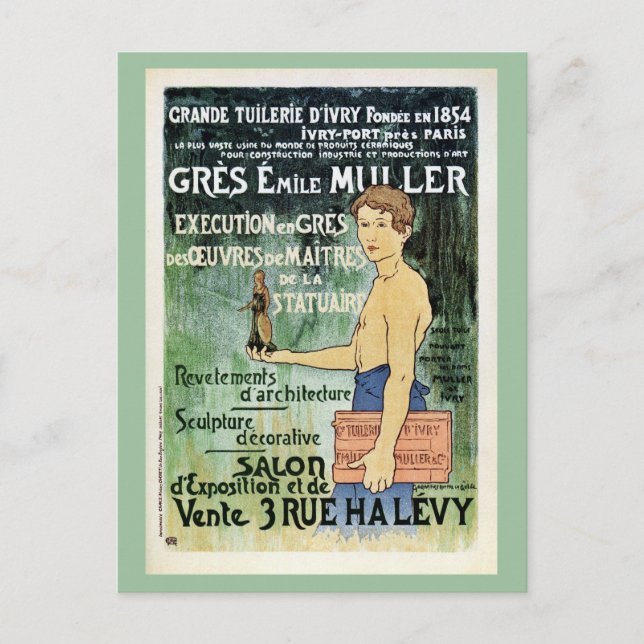 Vintage French Paris ceramics manufacturer ad Postcard (Front)