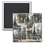 Vintage French Paris Travel Collage Eiffel Tower Magnet at Zazzle