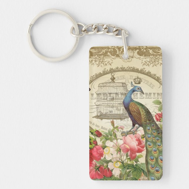 Vintage French Peacock keychain (Front)