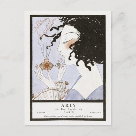Vintage French Perfume Fashion Illustratiopostcard Postcard