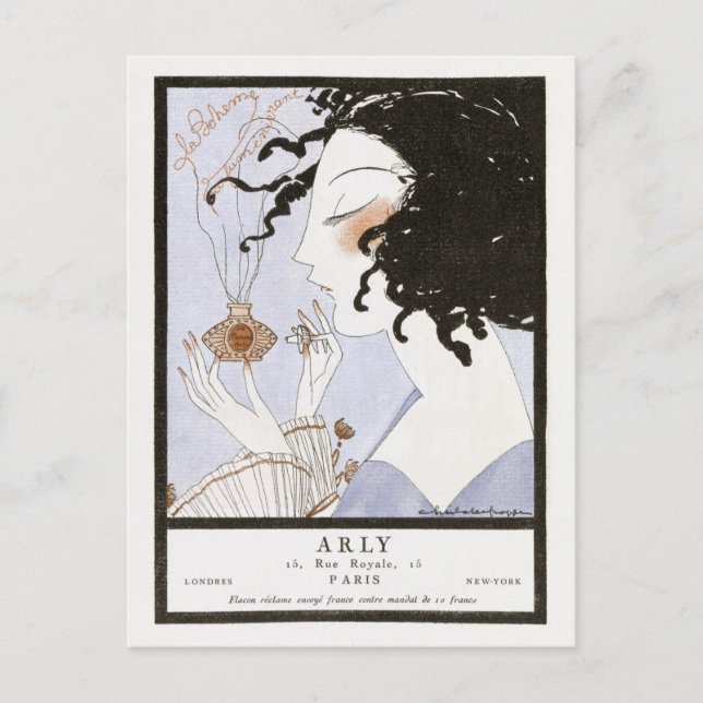 Vintage French Perfume Fashion IllustratioPostcard Postcard (Front)