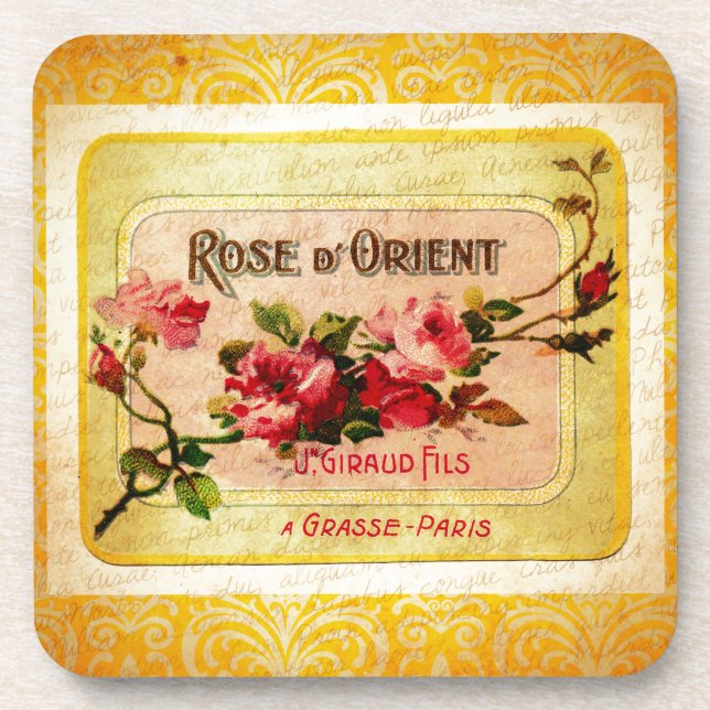 Vintage French Perfume Label Coaster (Front)