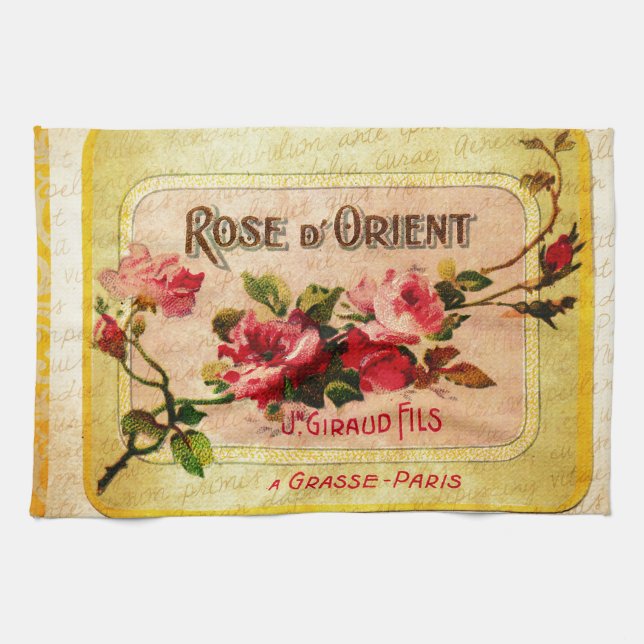Vintage French Perfume Label Kitchen Towel (Horizontal)