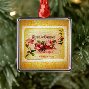 Vintage French Perfume Label Metal Ornament