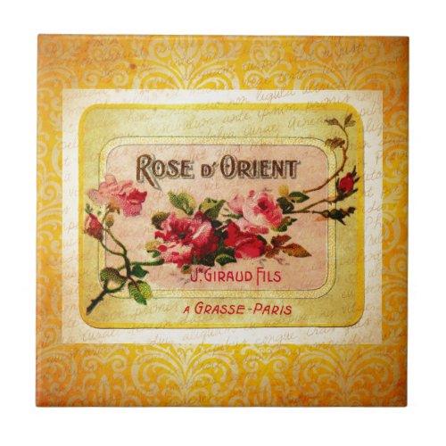 Vintage French Perfume Label Tile