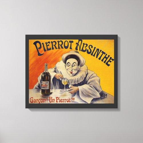 Vintage French Pierrot Absinthe Advertisement Canvas Print