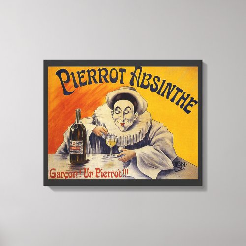 Vintage French Pierrot Absinthe Advertisement Canvas Print