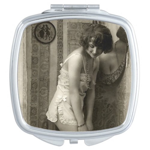 Vintage French Pin_up Girl Compact Mirror